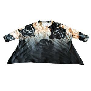Puma X Careaux Black Floral Print Active Top Womens Size L